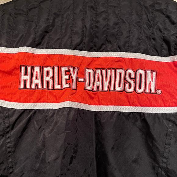Harley-Davidson Black Nylon Racing Jacket | Orange Red Stripe 2007, M Vintage - Picture 6 of 13